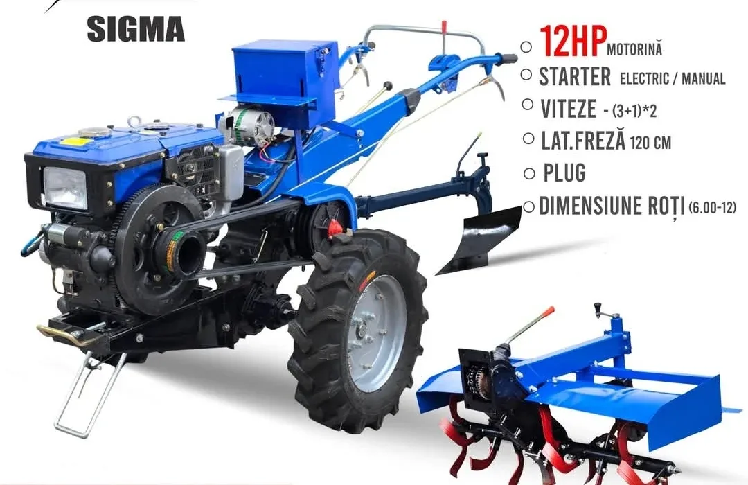 45374.webp Motocultor pe Motorina Sigma 12HP 121E (starter electric) + freze+plug — изображение 1
