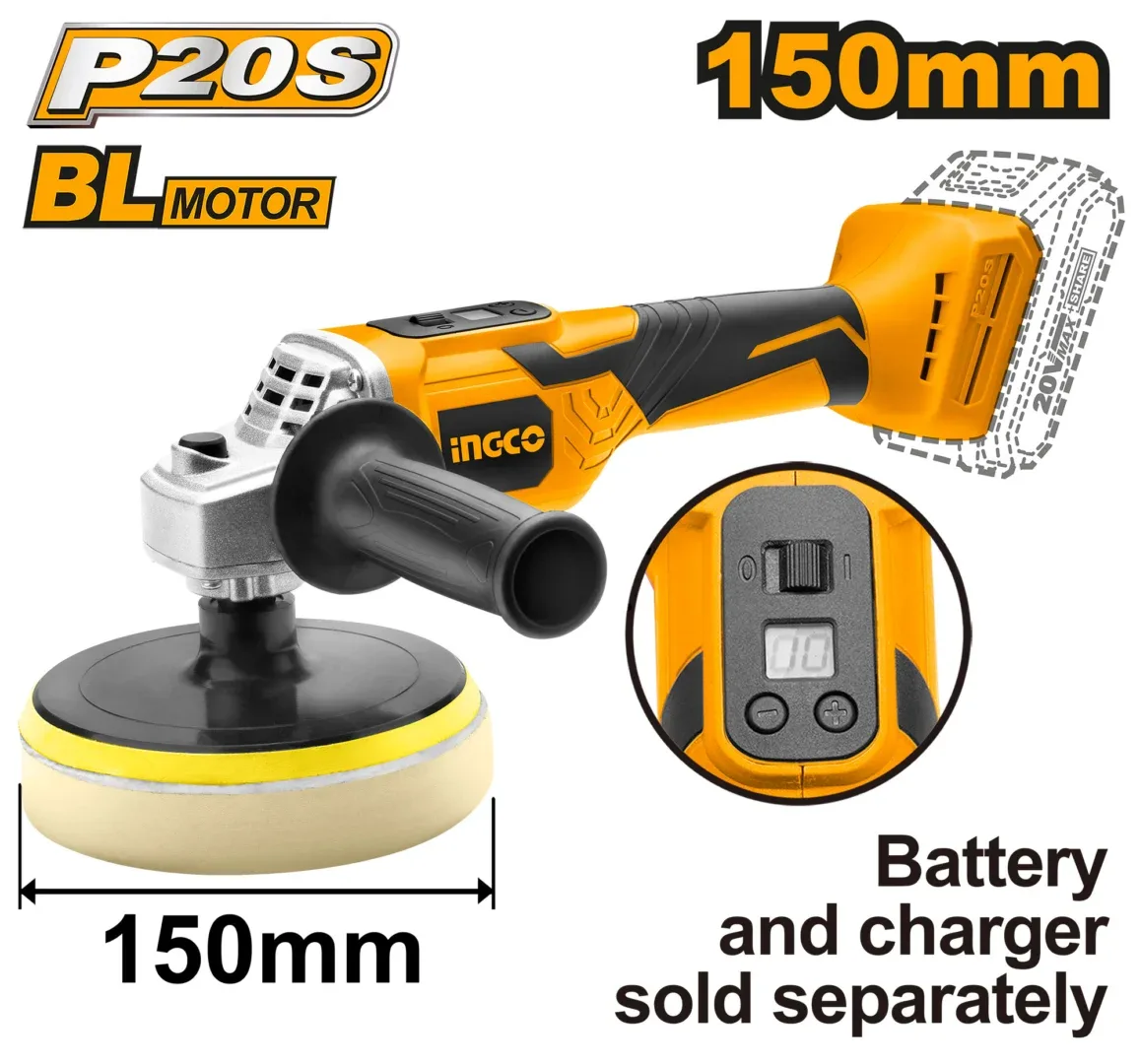46834.webp Masina de lustruit compatibila cu acumulator 150mm 20V INGCO APLI2001 - imagine 1