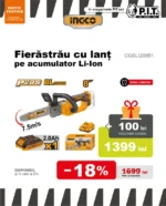 Ferestrau cu lant cu accumulator Li-Ion 20V/1*2.0Ah INGCO CGSLI20851 — изображение 2