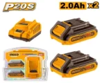 Комплект Зарядное устройство + Аккумулятор 20В/2*2Ач INDUSTRIAL FBCPK1222 INGCO