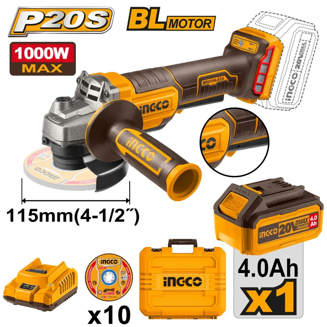 48109.webp Polizor unghiular cu acumulator 20V/1*4Ah INGCO CAGLI2111561 — изображение 1