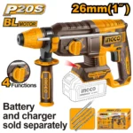 Ciocan rotopercutor compatibil cu acumulator 26mm BL motor INGCO CRHLI20268