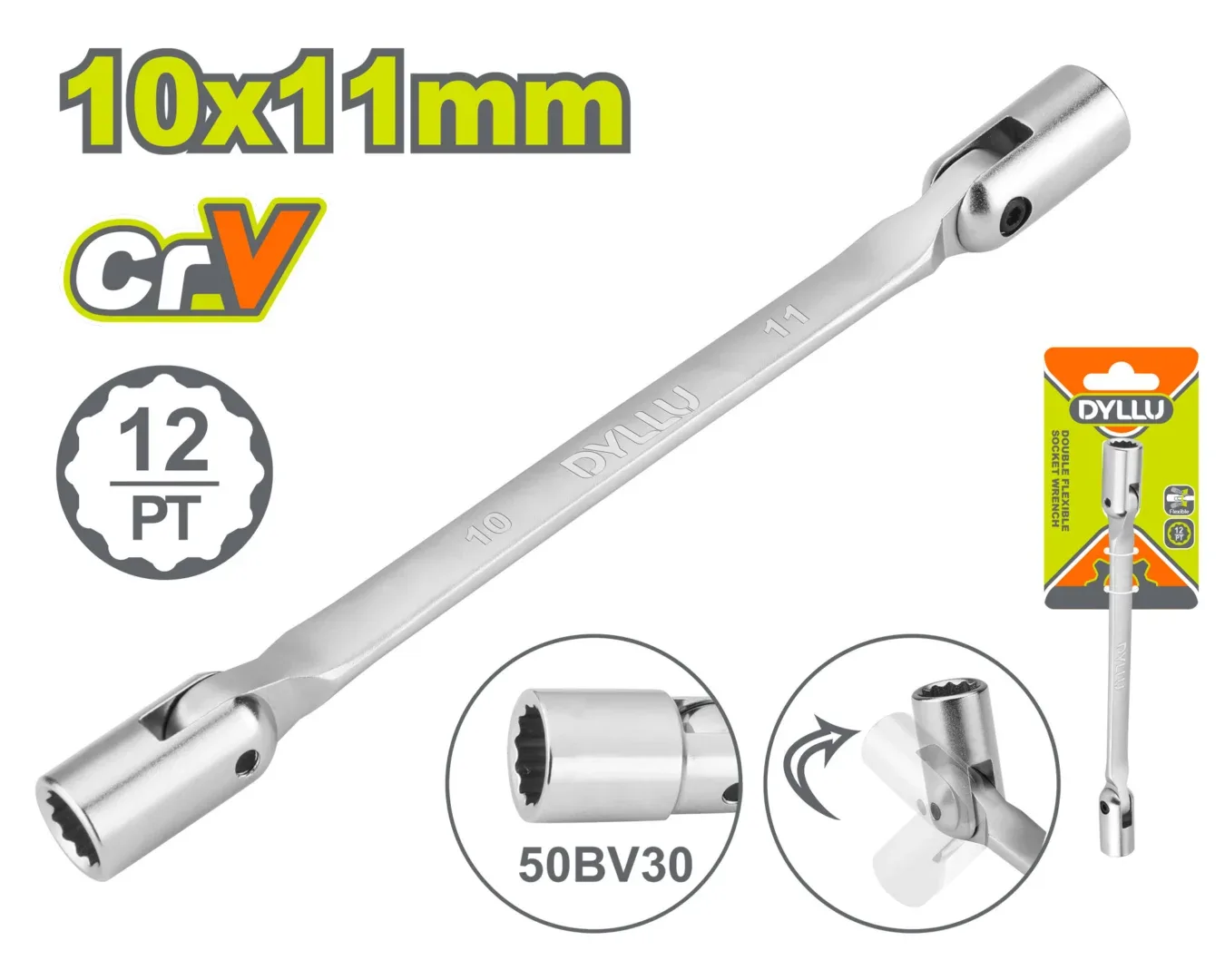 50806.webp Cheie tubulara flexibila dubla 10x11mm DYLLU DTTH2E02 - imagine 1