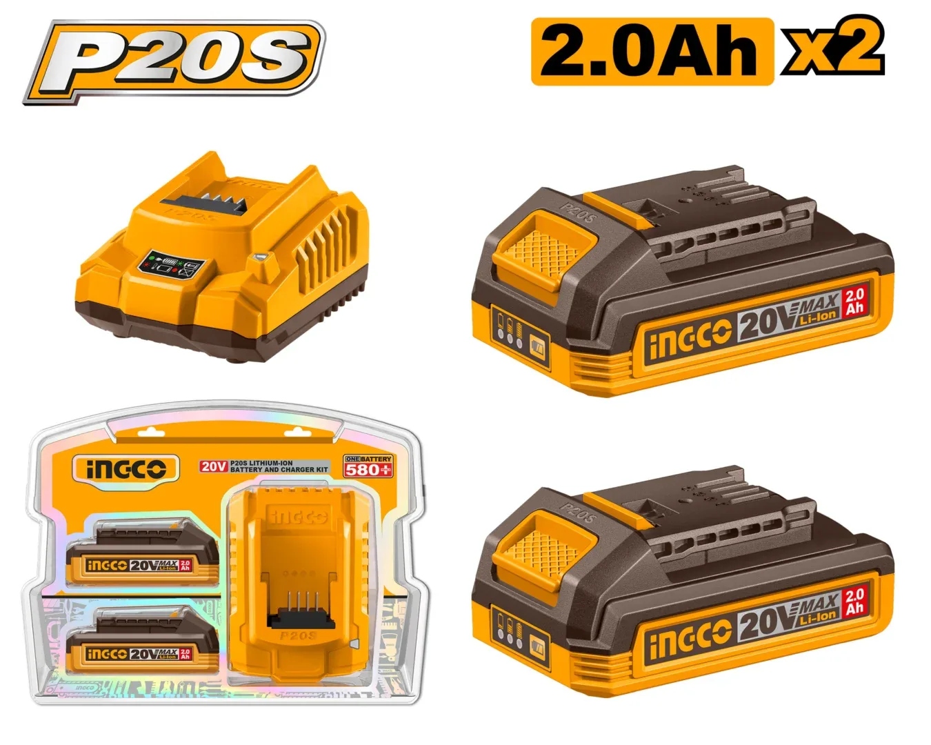 51775.webp Set Incarcator + Acumulator 20V/2*2Ah INDUSTRIAL INGCO FBCPK2212 — изображение 1