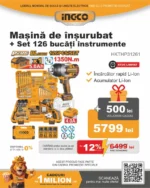Set 126 buc instrumente cu CIWLI201351 cu acumulator 20V/1*5.0Ah INGCO HKTHP31261 - imagine 2
