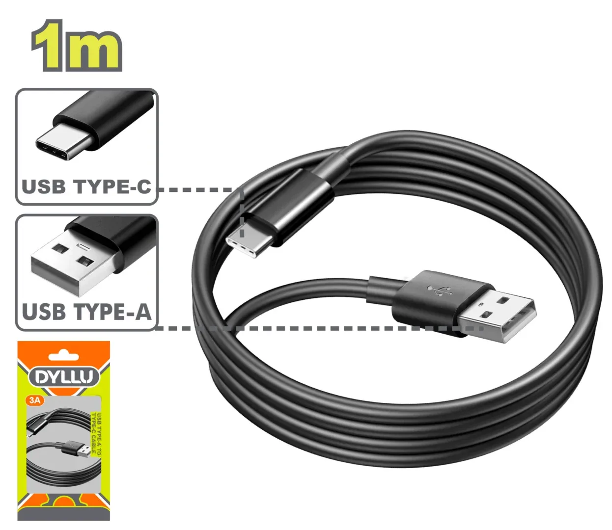 52548.webp Cablu USB Type A - Type C 1m DYLLU DTUB1501 — изображение 1