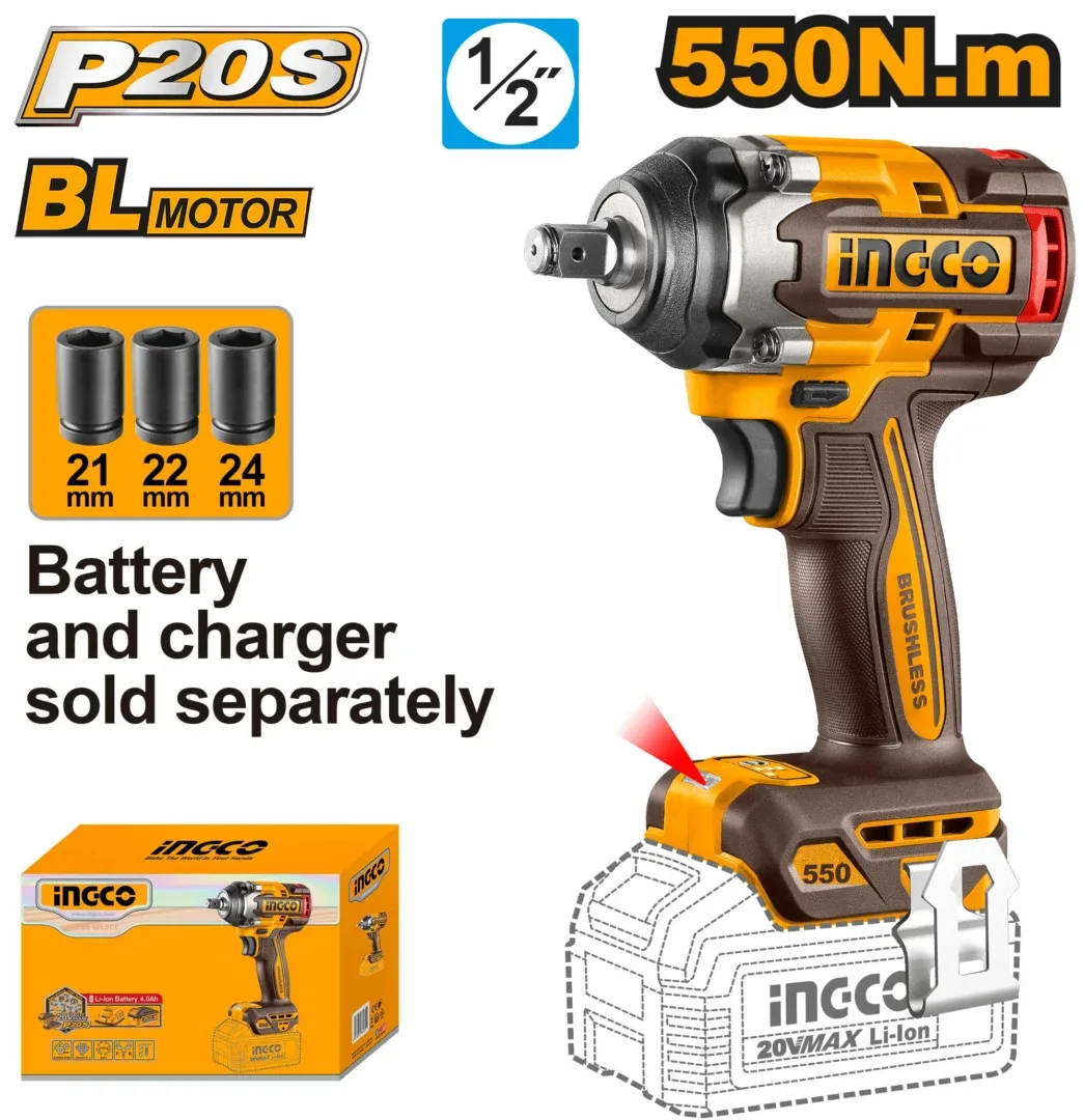 52840.webp Mașină de înșurubat cu impact compatibilă cu acumulator 550N.m INGCO CIWLI20551 - imagine 1