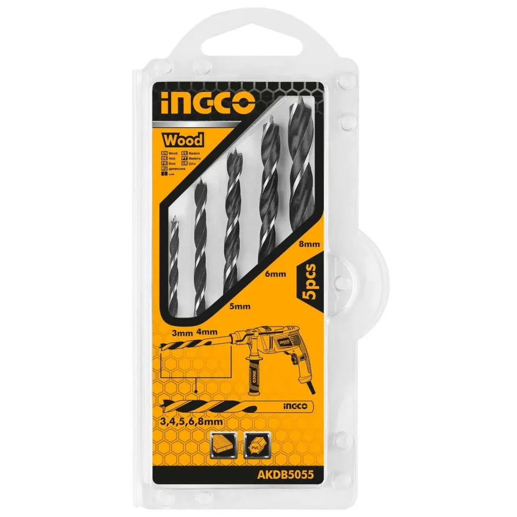 a42168.webp Set de burghiu pentru lemn 3-8mm 5buc. INGCO AKDB5055 — изображение 1