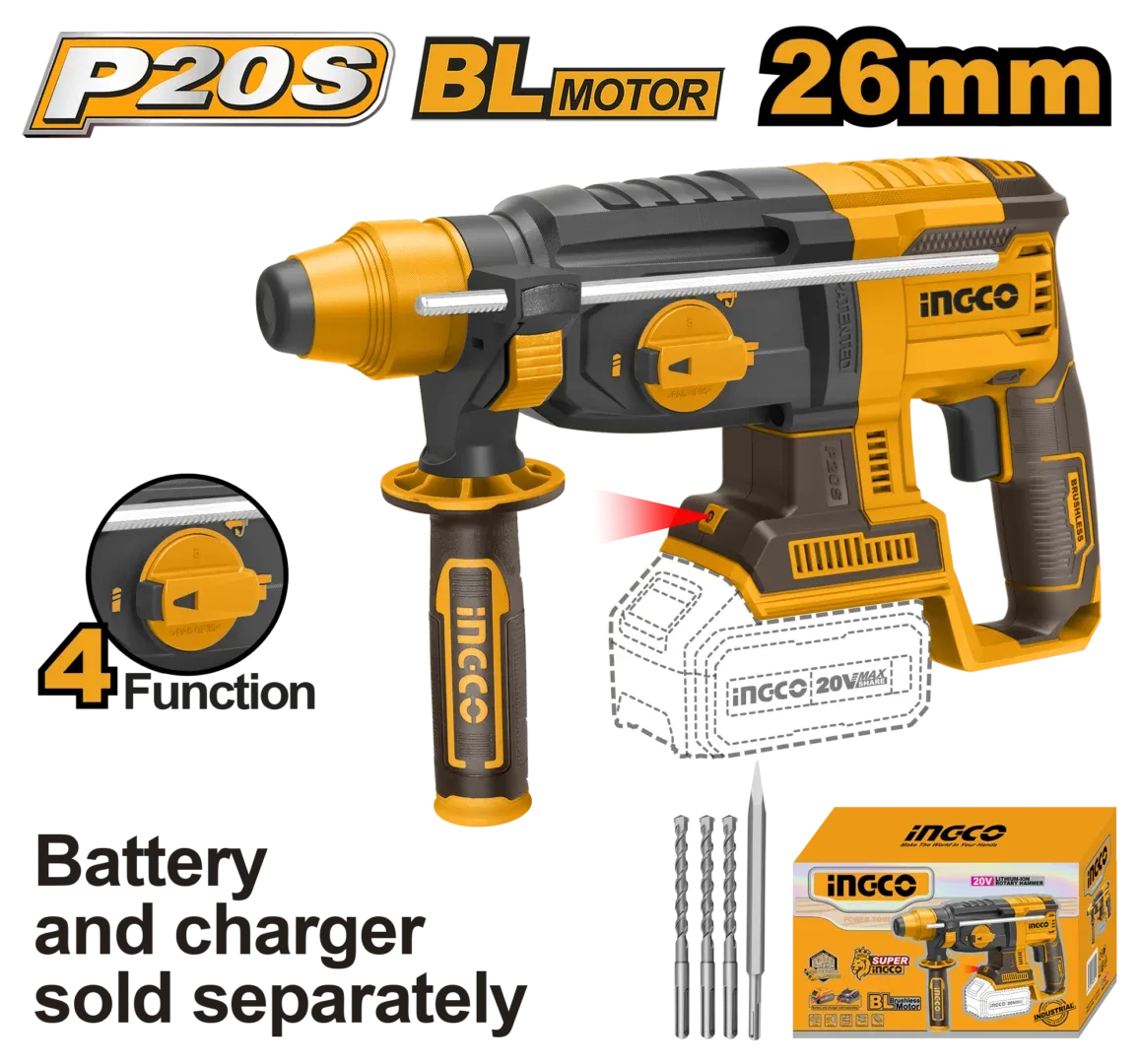 44840.webp Ciocan rotopercutor SDS plus compatibil cu acumulator INGCO CRHLI20228 20V 2.0J — изображение 1