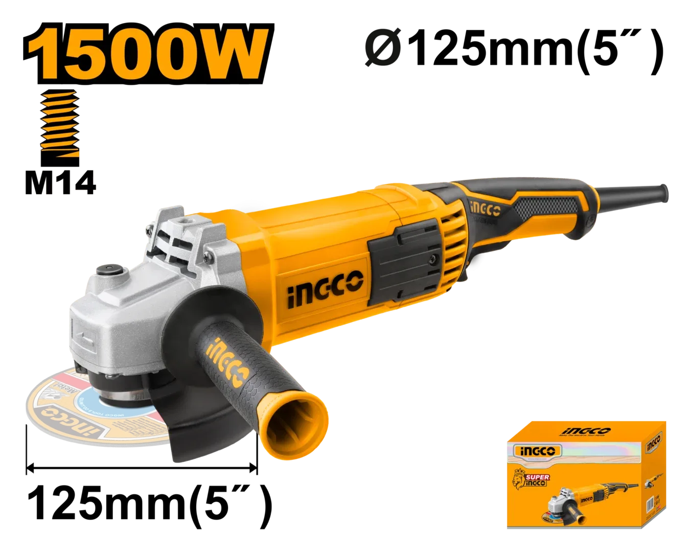 43425.webp Polizor unghiular 125mm 1500W INGCO AG150018 — изображение 1