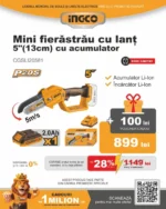 Mini fierăstrău cu lant cu acumulator  INGCO CGSLI20581 - imagine 2