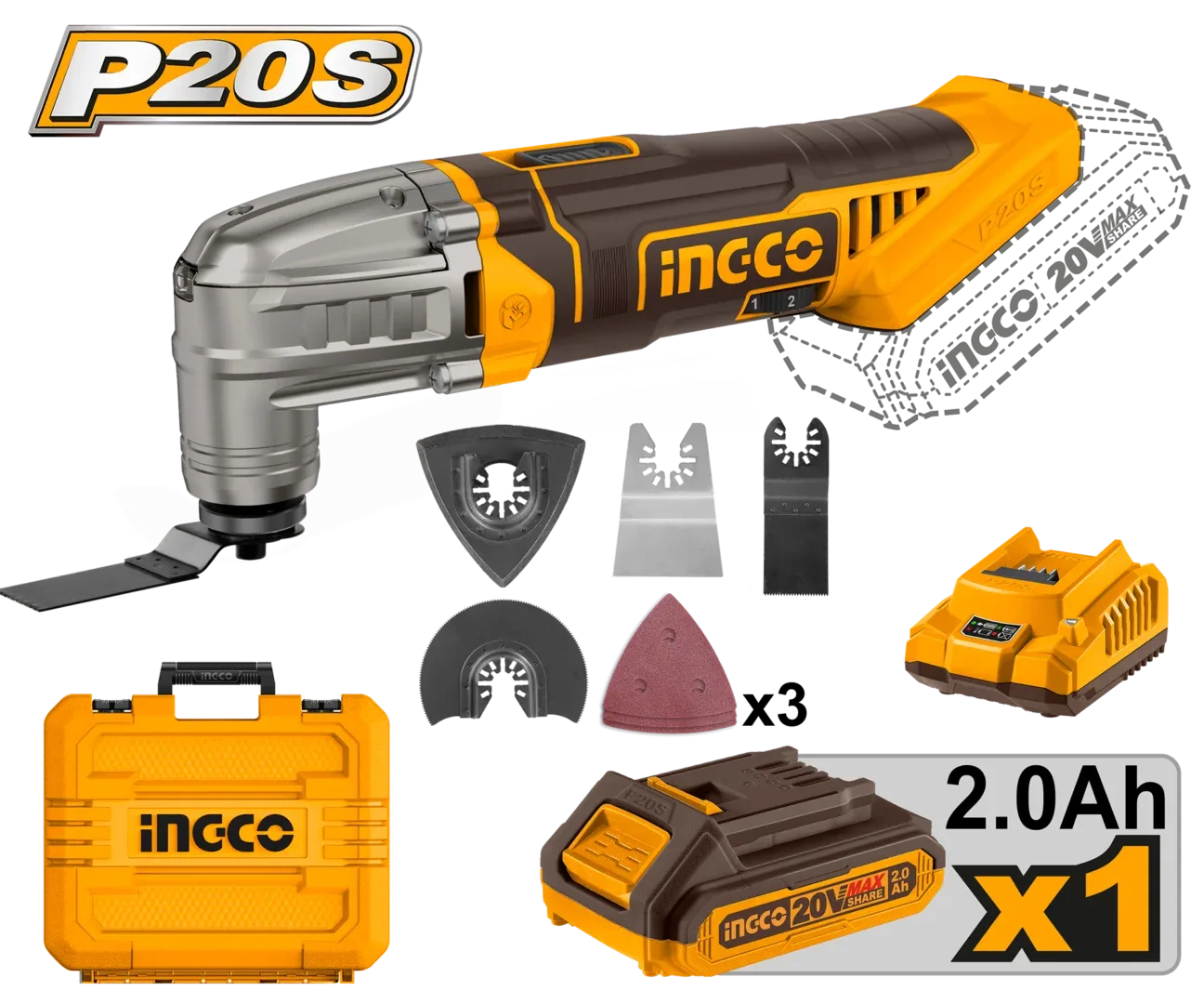 47737.webp Masina multifunctionala cu acumulator 20V/1*2Ah INGCO CMLI20228 — изображение 1