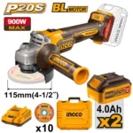 Болгарка УШМ аккумуляторная 20В/2*4А INGCO CAGLI211542