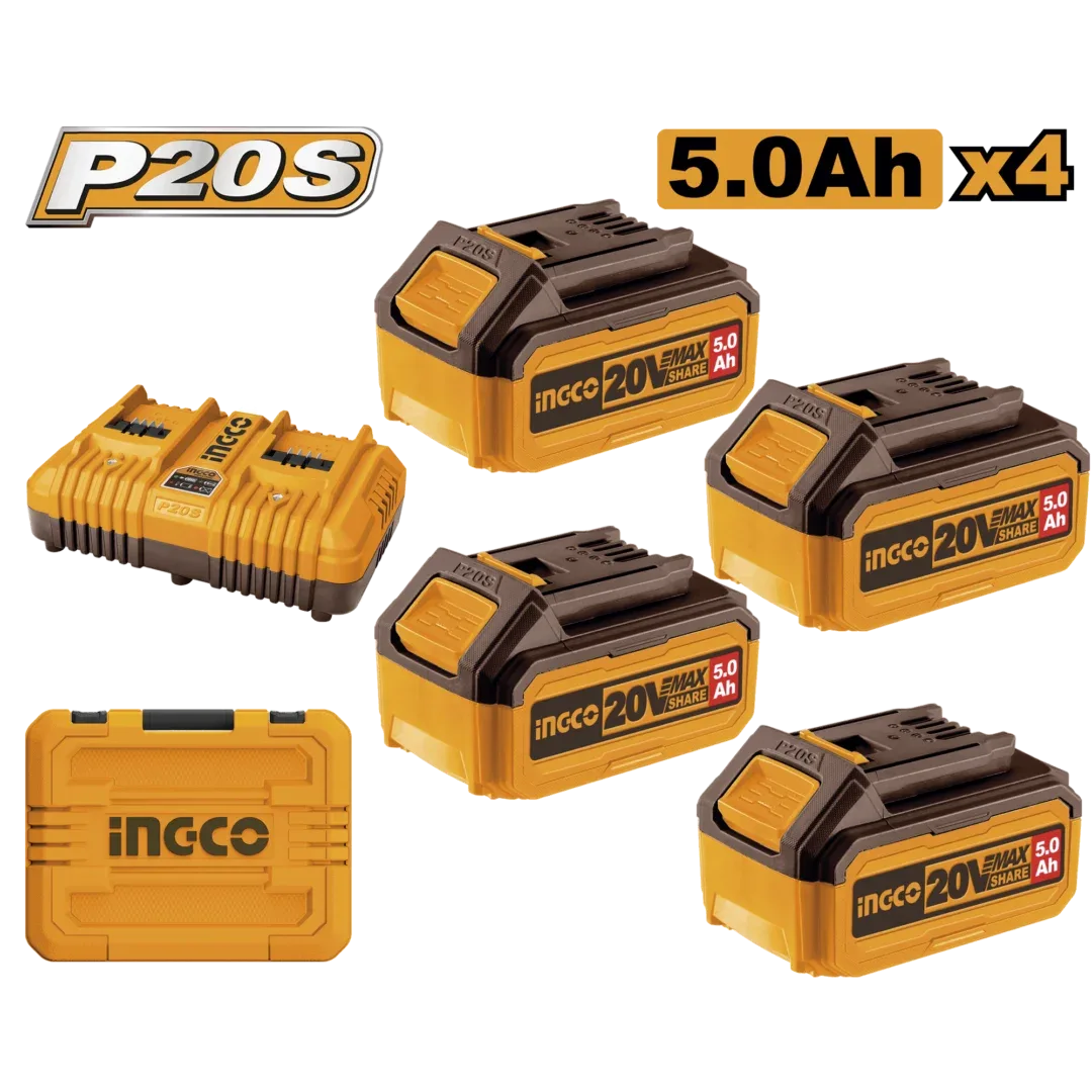 48116.webp Set Incarcator + Acumulator FBCLI20245 20V/4*5Ah INGCO — изображение 1