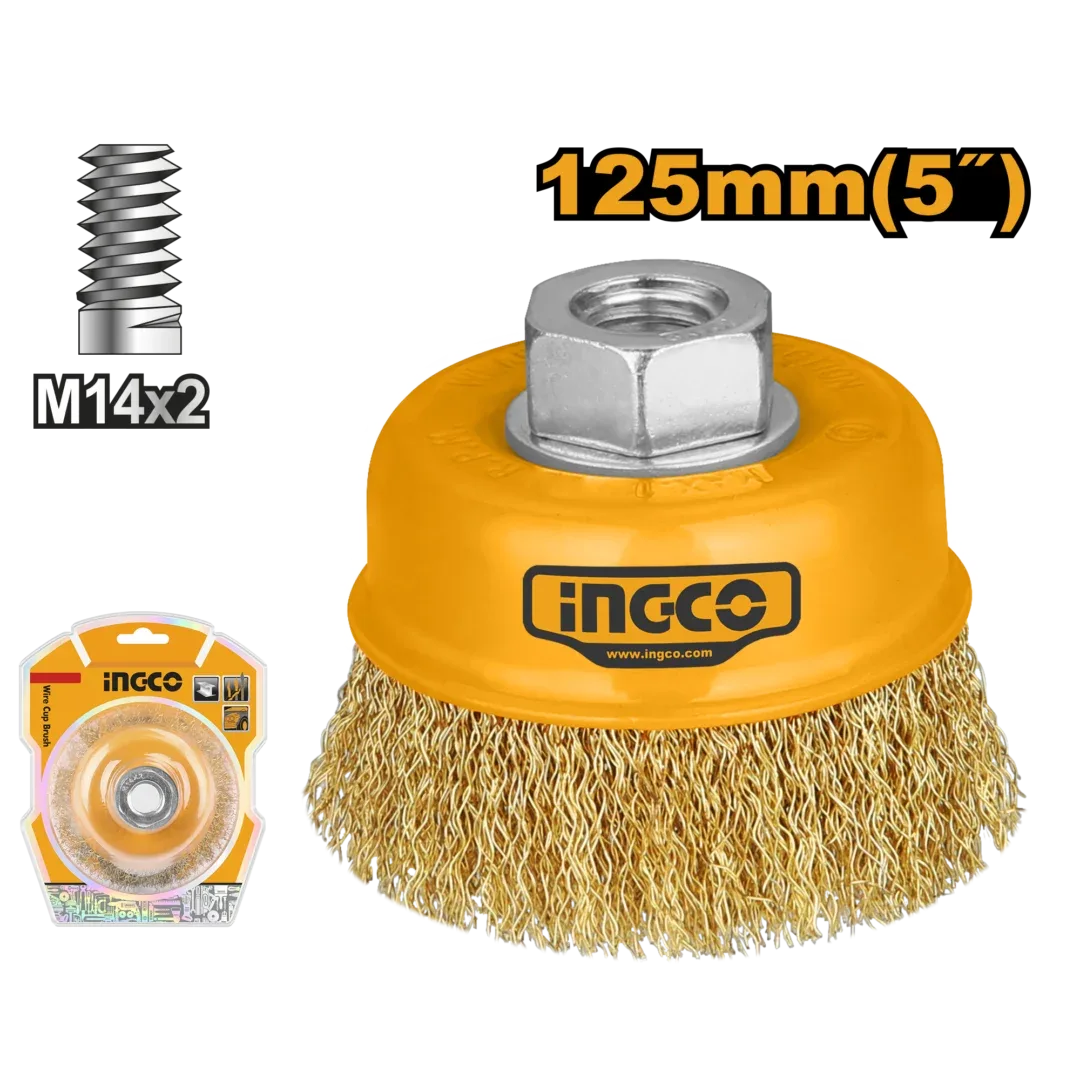 48206-1.webp Perie cupa slefuit cu sarma M14 D 125mm INGCO - imagine 1