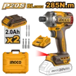Аккумуляторный ударный винтовёрт 20V/2*2A 285Nm INGCO CIRLI2028