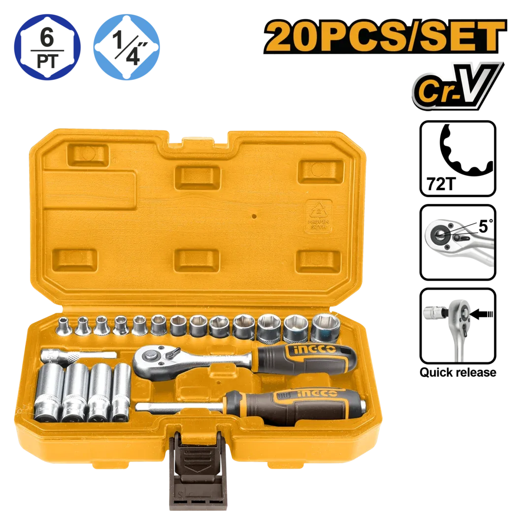 49287.webp Set cap cheie tubulara 1/4'' 20buc INGCO HKTS14201 — изображение 1