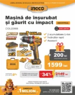 Masina de insurubat si gaurit cu impact cu acumulator 20V/2*2Ah  66N.m INGCO CIDLI20668 — изображение 2