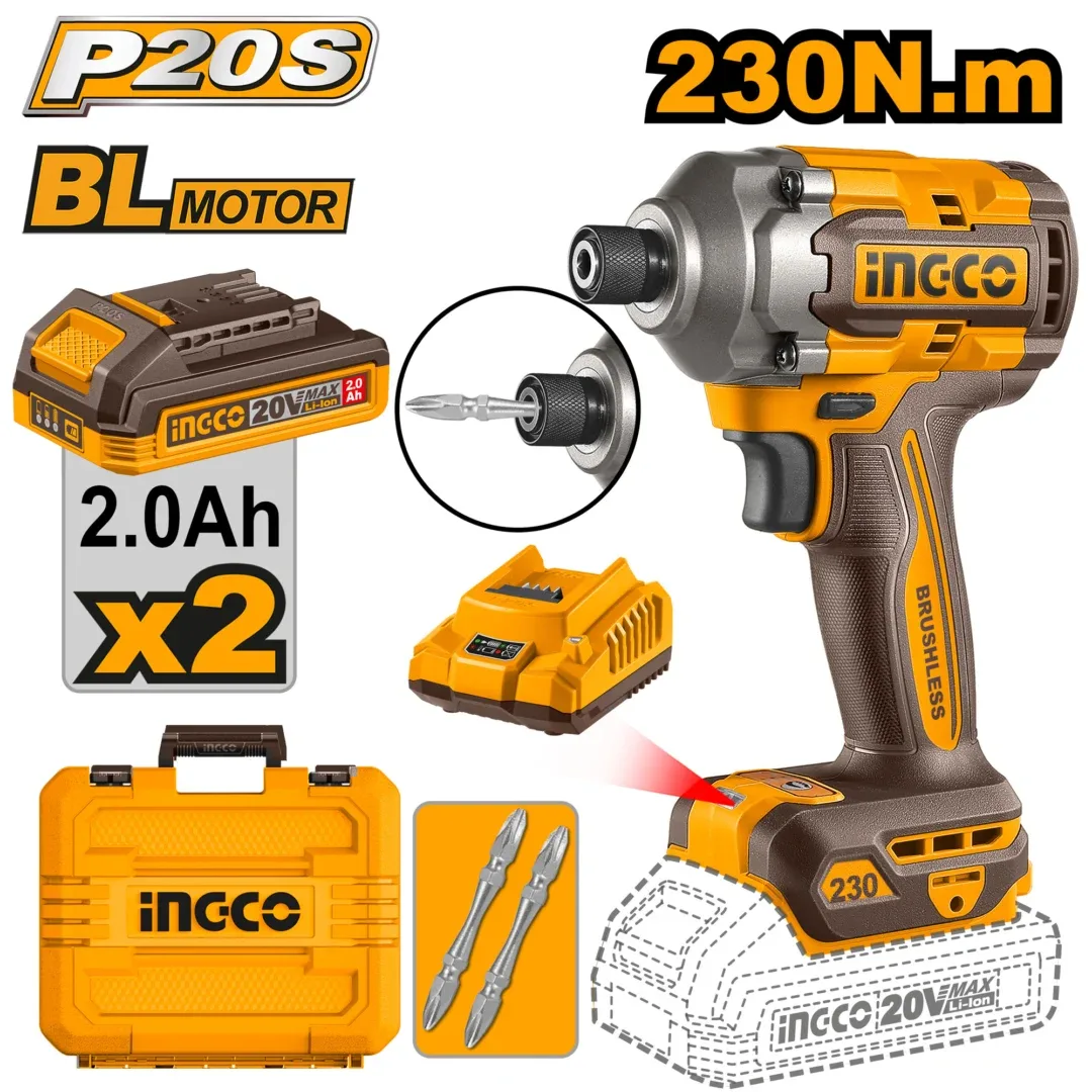 49874-1.webp Masina de insurubat cu impact pe acumulator Li-Ion 20V/2*2Ah 230Nm INGCO CIRLI2023 — изображение 1