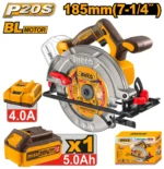 Ferestrău circular cu acumulator BLmotor 185mm 20V/1*5.0Ah INGCO CSLI18513