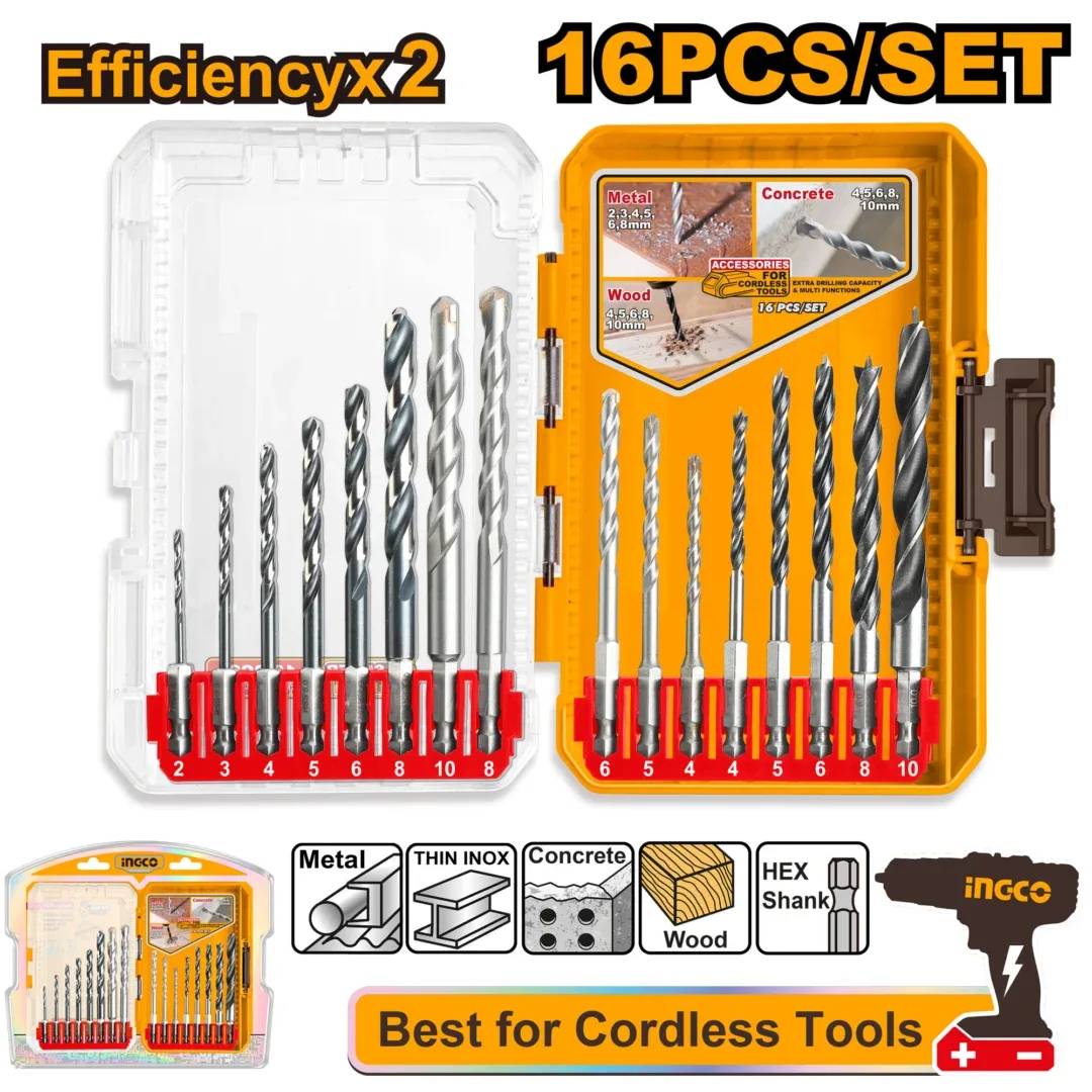 51399-1.webp Set burghii mixte 16buc INGCO AKDL11608 - imagine 1