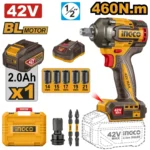 Гайковёрт аккумуляторный ударный BL motor 42В/1*2Ач 460Н.м INGCO CIWLI42461