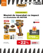 Mașină de înșurubat cu impact cu acumulator BLmotor 42V/1*2Ah 460N.m INGCO CIWLI42461 — изображение 2
