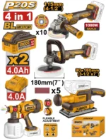 Набор из 4 аккумуляторных инструментов 2x4.0Ah INDUSTRIAL INGCO COSLI250696